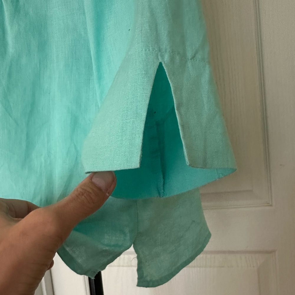 Vtg Choices Women’s Linen Teal Blue 3/4 Sleeve Button Front Blouse Top, Sz M - Picture 4 of 10
